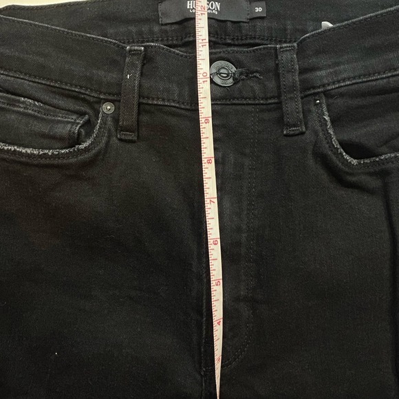 Hudson Barbara Bootcut Jeans High Rise Distressed Because The Night Black 30 EUC - Picture 6 of 11